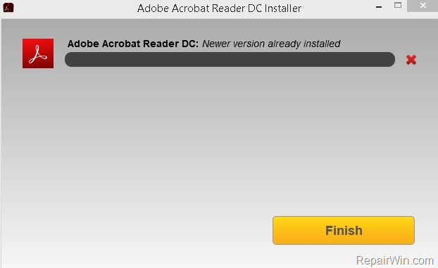 adobe acrobat reader installation failed